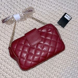 Red quilted purse